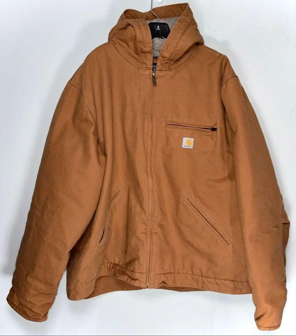 Carhartt Men's Washed Duck Sierra Sherpa-Lined Jacket in Carhartt Brown size 2xl